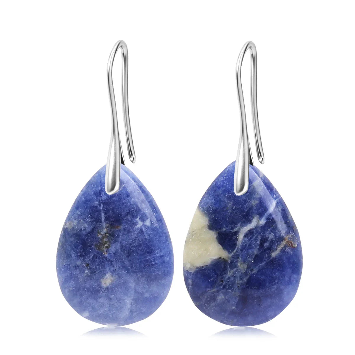 Natural Stone Pendant Women's Teardrop Earrings Elegant Gem Jewelry Creative Gift Black Obsidian Amethyst Rose Quartz Earrings