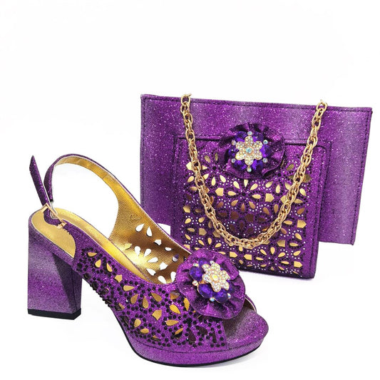 Matching Shoes and Bags: Wedding Shoes and Bag Set gold Color Italian Shoes