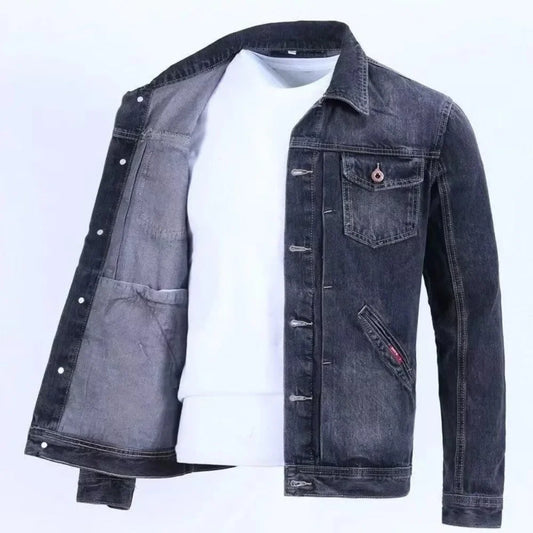 Spring and fall retro denim jacket men's fashion brand handsome cargo jacket