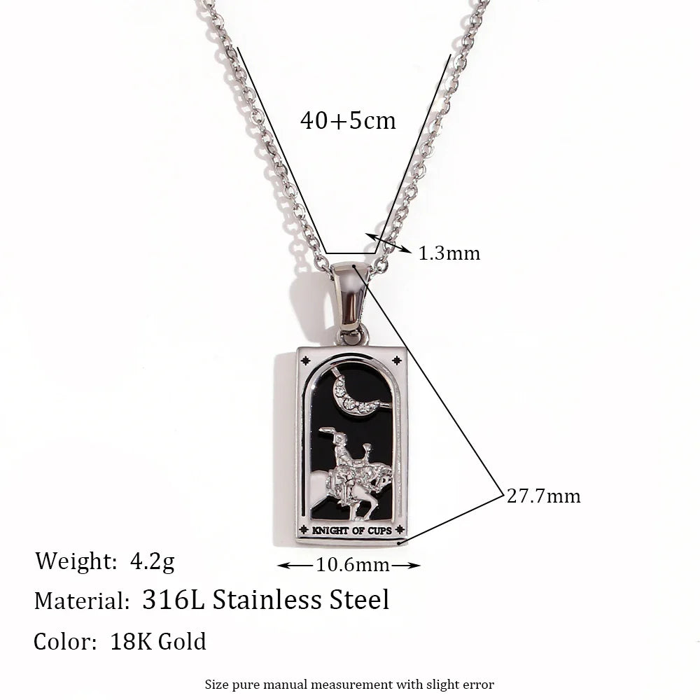 E.B.belle Original New Tarot Queen Lover Magician Moon Necklace Tarnish Free Stainless Steel Jewelry 18K Gold Plated Decoration