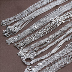 1pcs 925 Sterling Silver 16-30 Inches Rolo Bead Figaro Chain Necklace for Men Women