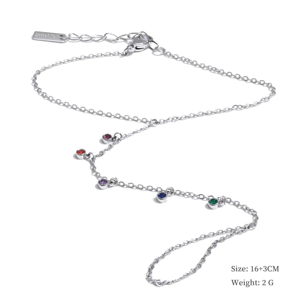 Yhpup Hot Style Zirconia Round Back of Hand Chain Finger Bracelet Bangle Stainless Steel Chic Fashion Jewelry Wholesale 2025 New