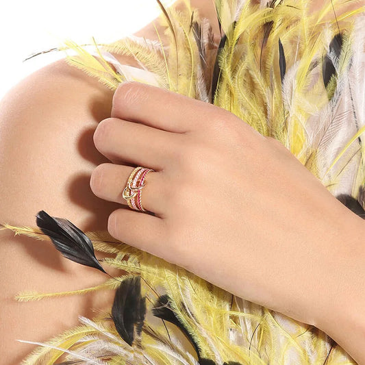 S925 Silver AAA Zircon Colorful Link Chain Rings Women Jewlery Designer T Show Club Cocktail Party Rare Japan Korean INS