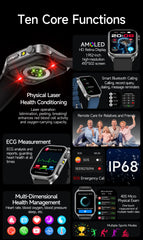 2025 Laser Treatment Three High SmartWatch 1.95" Sapphire Curved Screen ECG+PPG Blood fat Uric Acid Health Diagnosis Smartwatch