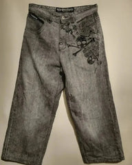 Y2K Jeans Women Washed Gray Straight Pants Street Gothic Loose