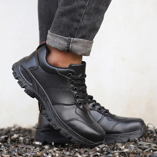 Waterproof Safety Shoes Men Steel Toe Work Boots Anti-smash Puncture-Proof Leather Shoes Protective Boots Indestructible Shoes