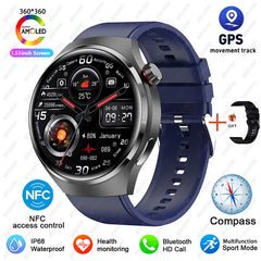2025 New Watch 4 Pro GPS NFC Smart Watch Men 360*360 AMOLED Screen Heart Rate Bluetooth Call Waterproof Sports Man Smartwatch