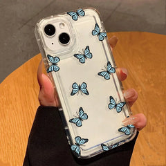 Cartoon White Butterfly Clear Case For iPhone 16 15 14 13 12 Mini 11 Pro Max X XR XS 7 8 Plus SE2 Soft Cover With Air Cushion