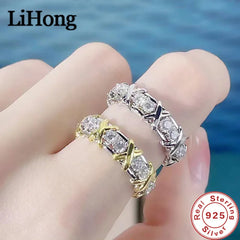 Luxury 925 Sterling Silver Ring Interlaced With Aaa Zircon Crystal Ring For A Woman'S