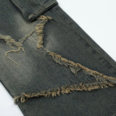 Vintage Baggy Jeans Star Patchwork Loose Straight Denim Pants
