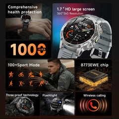 2025 T-REX3 1000mAh Large Battery Durable Adult Smart Watch GPS Strong Flashlight 10ATM Waterproof BT Call Sports Smartwatch Men
