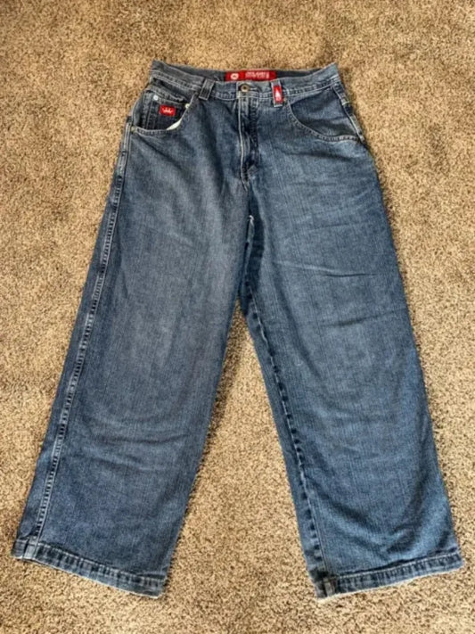 Jeans Women Y2k Street Hip Hop Washed Straight Wide-leg Pants Couple