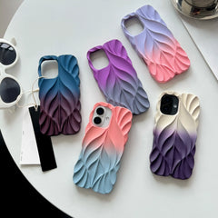Luxury fashion 3D Leaf Pattern Soft phone Case for iPhone 16 15 14 13 Pro Max Plus Leaf Ripple Candy Color Shockproof Back Cover
