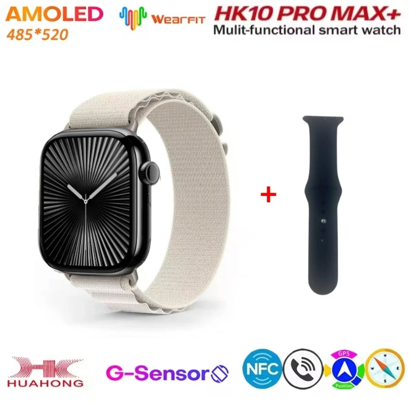 HK10 Pro Max AMOLED Smart Watch Men WiFi Bluetooth Call ChatGPT Compass G-Sensor Photo Album Sport Smartwatch for Android IOS