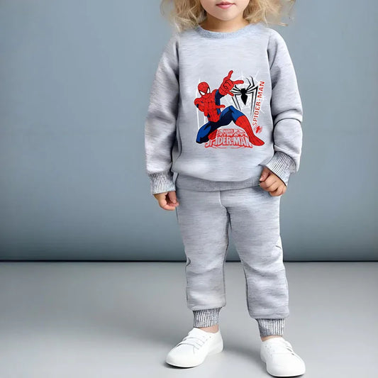 DISNEY Fall Anime Spiderman Boys Long Sleeve Hoodies Sets Children's Pullover and Trousers Two Piece Suit Kids Casual Sweatsuit