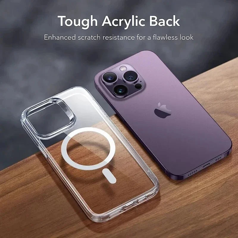 Clear Magnetic Phone Case For iPhone 14 11 12 13 15 Pro Max 13 Mini 14 15 Plus Magsafe Wireless Charge Silicone Shockproof Cover