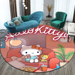 Sanrio Hello Kitty Cute Cartoon HD Printed Round Carpet,Balcony Bedroom Living Entrance