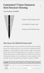 3.5'' in Paring Knife 73-layer Damascus Steel Damascus Steel Utility Knife