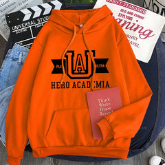 Anime Hoodies Simple Men Plus Size Streetwear Casual Warm Kangaroo Pocket
