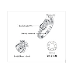 Infinity Love Knot Gemstone 925 Sterling Silver Statement Ring for Woman Fashion