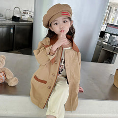 Baby Kids Jackets for Girls Trench Coat Casual Outfits Autumn Spring Tops Children Clothes