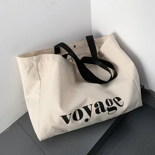 Letter Voyage Canvas Handbag Shoulder Bag Bags For Women Large Capacity Travel