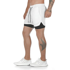 Running Shorts Men 2 In 1 Double-deck Quick Dry GYM Sport Shorts Fitness Jogging