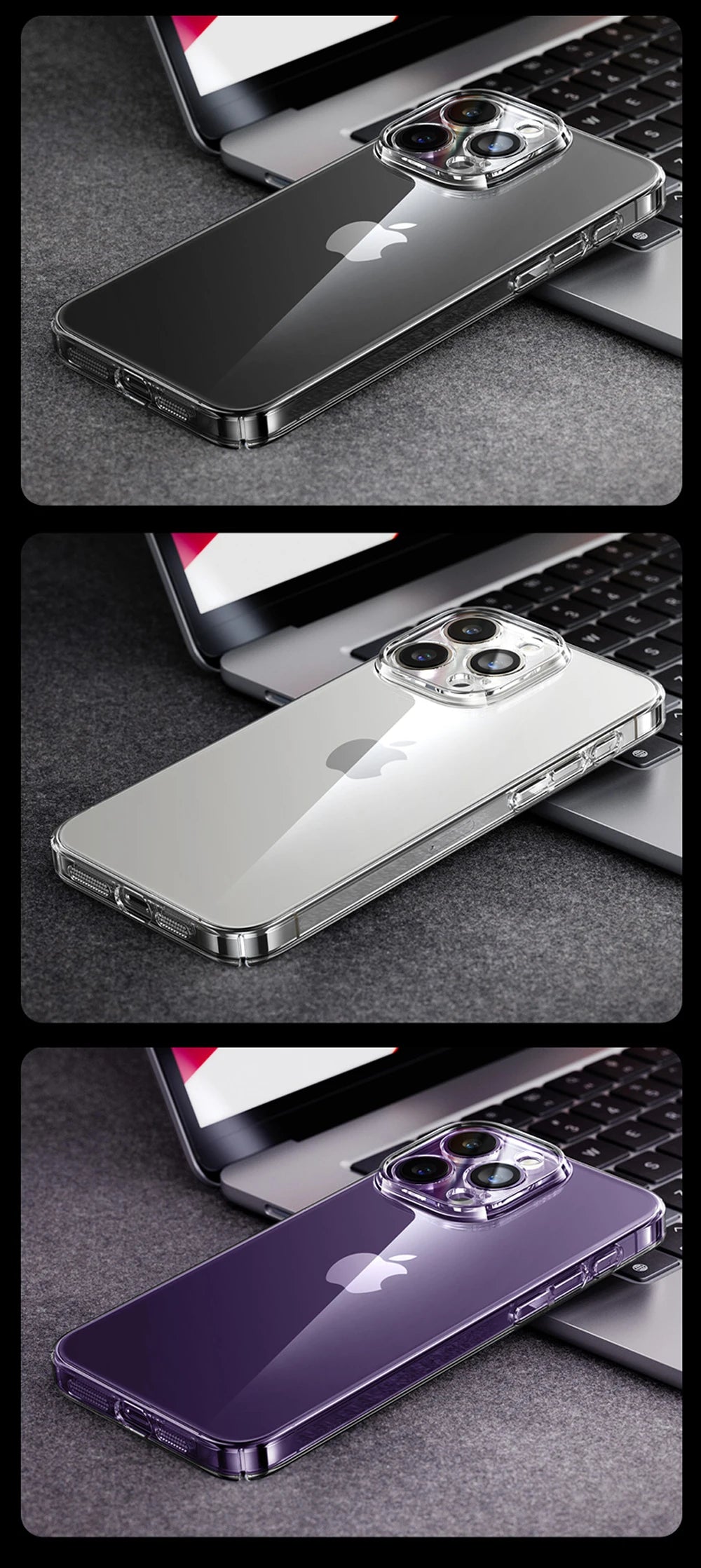 Case For iPhone 16 15 Pro Max Case Crystal Transparent PC Anti-Yellow Lens Protection Cover For iPhone 16 Pro Max Case