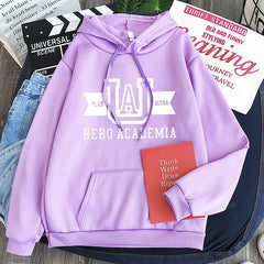 Anime Hoodies Simple Men Plus Size Streetwear Casual Warm Kangaroo Pocket
