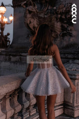 White Bridesmaid Dresses: Wedding Dress A Line Sweetheart Neck Shiny Glitter