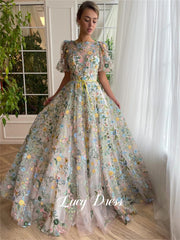Homecoming Dresses: A Floral Embroidery Fabric Coming of Age Dress