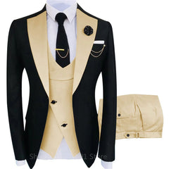 Suit Men's 3 Piece Fit Costume Homme Shawl Lapel Blazer Tuxedo Popular