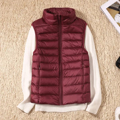 Down Jacket Women Sleeveless Ultra Light Down Vests Slim Jacket Girl Gilet Lightweight