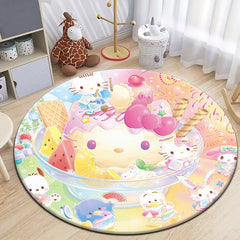 Cartoon HD Printed Round Carpet for Living Room Rugs Camping Picnic Mats