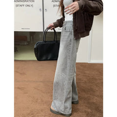 Summer Grey Womens Jeans High Waist Baggy Casual Vintage Y2K Trend Straight Cargo