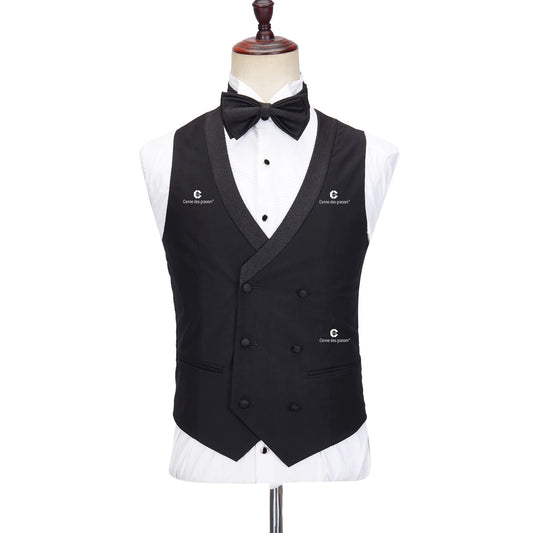 Tuxedo for Mens: Elegant Suits for Men Black Tuxedo Jacket Vest Pants with Bowtie 4pcs