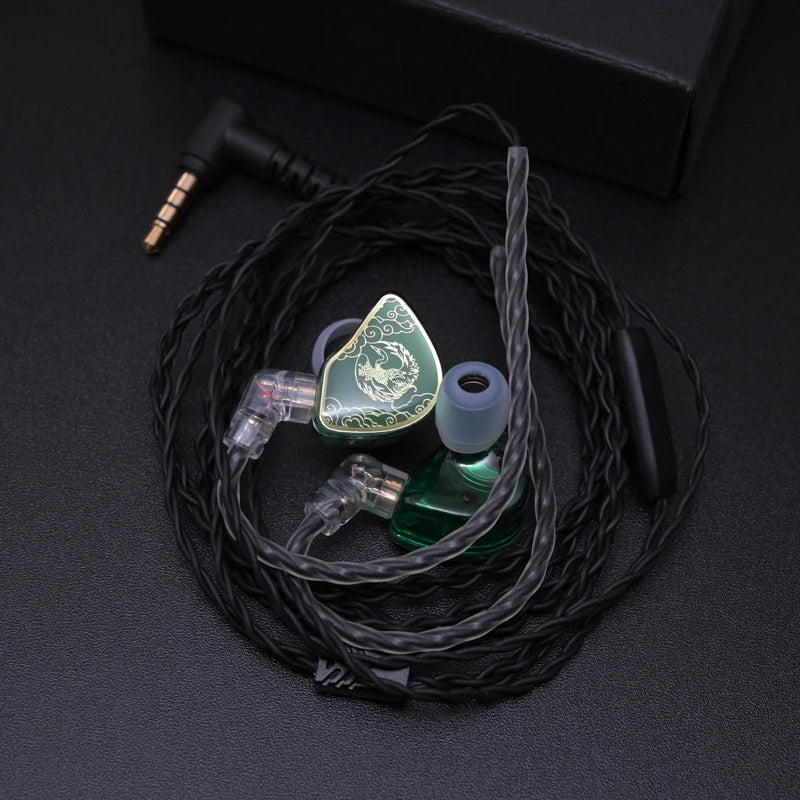 Tangzu WAN ER Jade Green With Mic Earphones 10mm Dynamic Driver In-ear Earphone IEM MIC Metal Composite Diaphragm