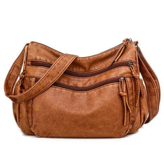Washed leather women's bag European and American retro shoulder bag