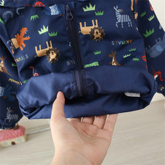 Baby Coat Boys' Hooded Zipper Jacket Children'S Cartoon Print Windproof Casual Coat