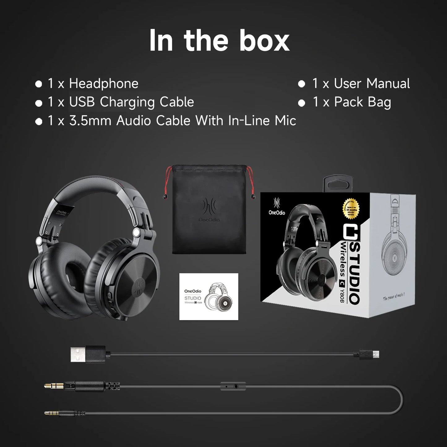 Oneodio Bluetooth Wireless Headphones With Microphone 110Hr Hi-Res Over Ear Bluetooth 5.2 Headset Earphone For Phone PC Sports