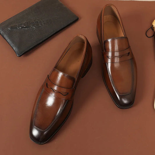 Luxury Slip On Dress Shoes Men Genuine Leather Italian Loafer Shoes For Men