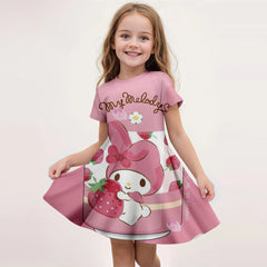 Children's Fashionable Girl Dress Cartoon Cute Kuromi 3D Printed Dress