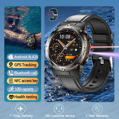 T-Rex 3 GPS Sports Waterproof Smart Watch Men 3ATM waterproof 500mAh Battery NFC Call 2026 New Military Smartwatch UV+Infrared