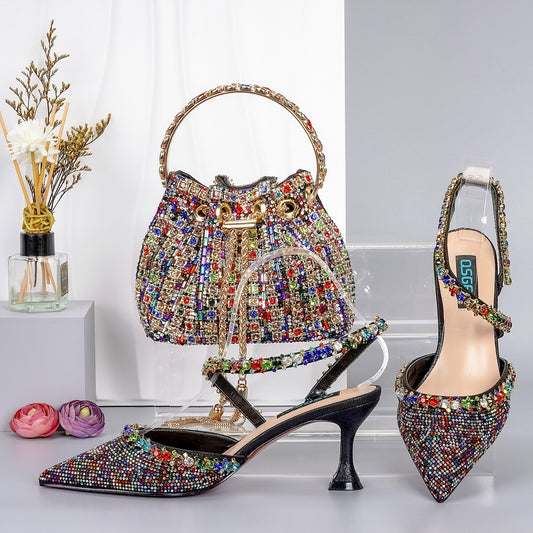 Matching Shoes and Bags: Women Mature Slipper Shoes Matching Bag Set For Ladies