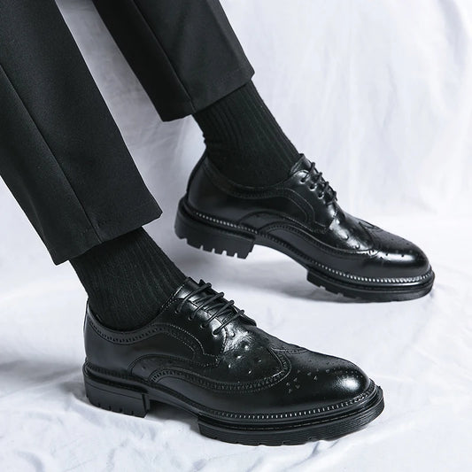 Fashion Men Brogue Carving Leather Shoes Buiness Dress Formal Shoes