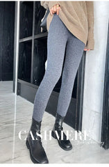 Slim Leggings Autumn Women High Waist Casual Trousers Knitted Ribbed Thicken Solid