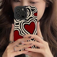 Love Hearts Phone Case For iPhone 13 16 14 15 Pro Max Plus 11 12 Mini XS X XR Soft Silicone Stripes Back Cover