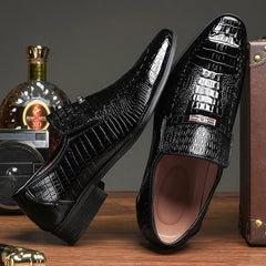 Fashion Pointed Toe Dress Shoes For Men Luxury Crocodile Formal Footwear Man