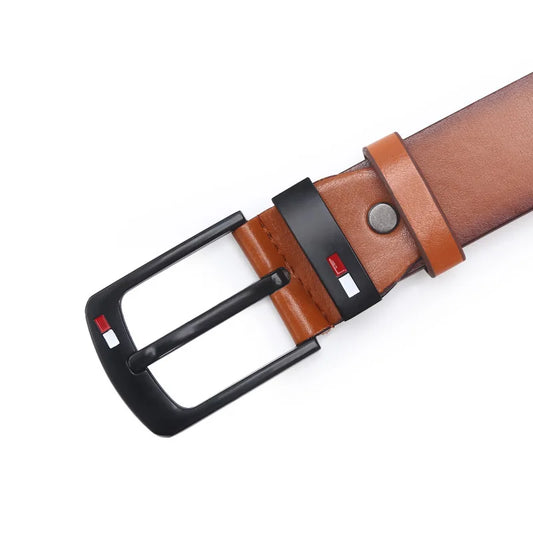 Men's PU Leather Alloy Pin Square Buckle Belt BusinessLeisure Belts Fashion WaistBelts for Men