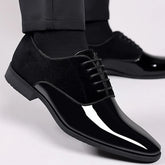 Classic PU Patent Leather Shoes for Men Casual Business Shoes Lace Up